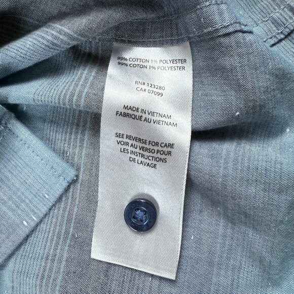TravisMathew Shirt XL Short Sleeve Button Up Blue Gray Striped Casual Golf - Picture 6 of 6